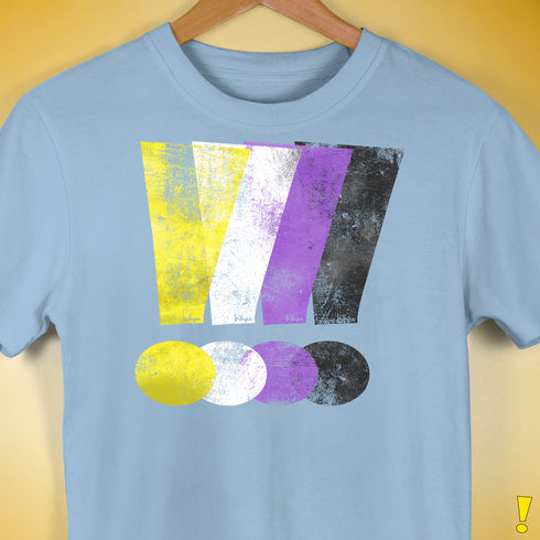 Nonbinary Pride Grunge Exclamation Points Premium Unisex T-Shirt - Baby Blue
